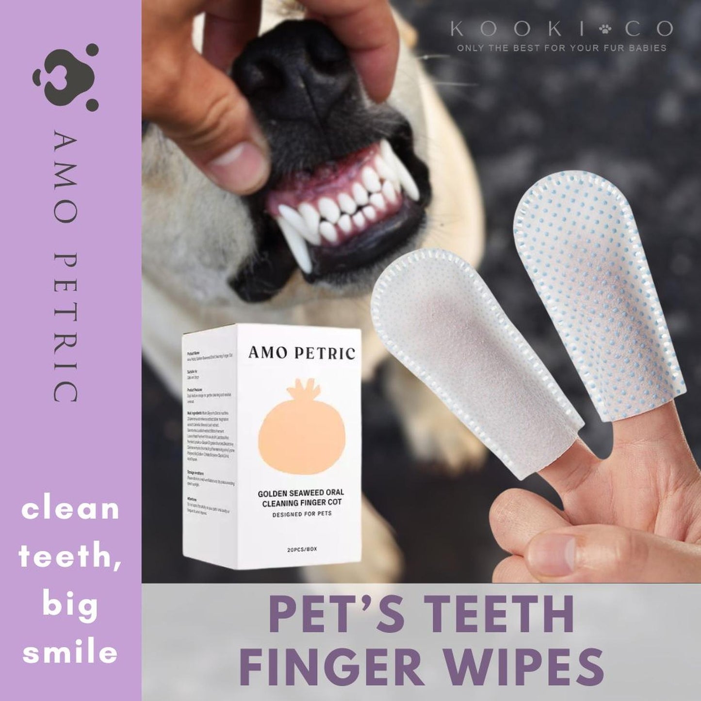 AMO PETRIC - Pet Teeth Finger Wipes / Finger Cots
