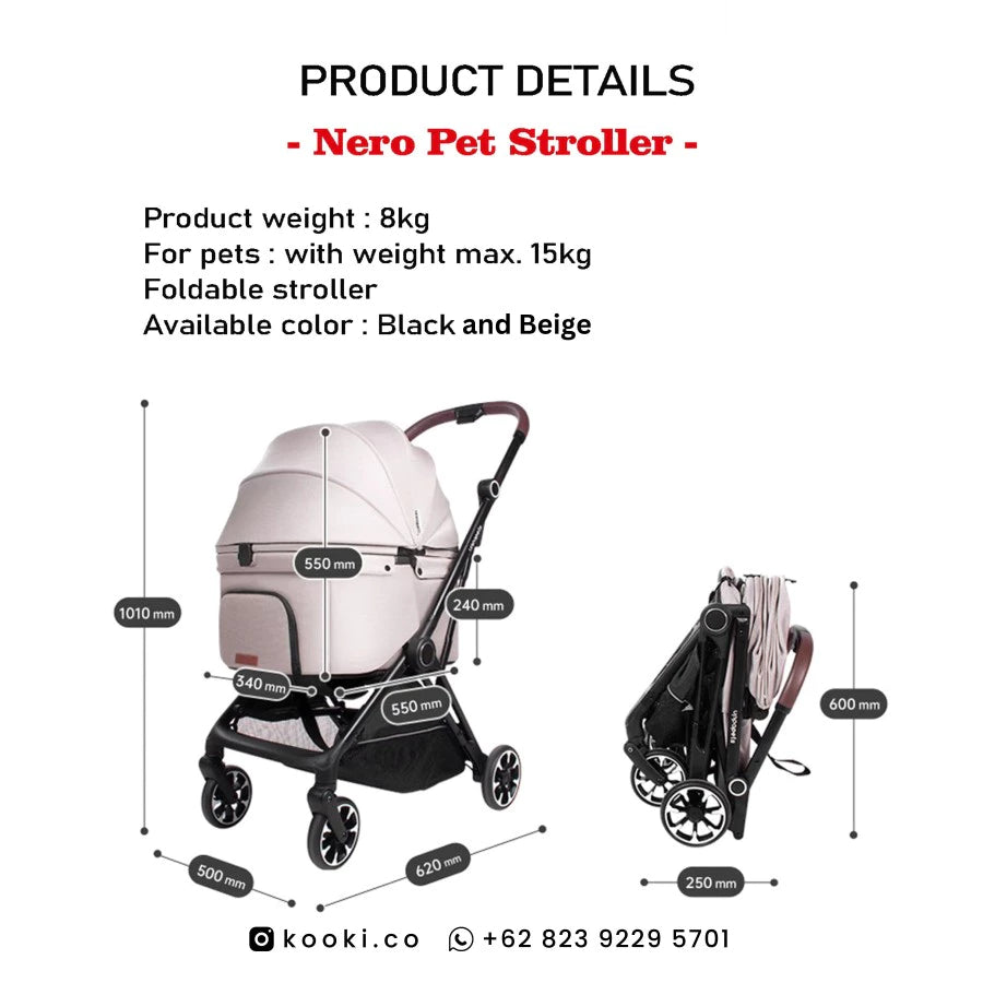 UPPAPETS Pet Stroller - NERO