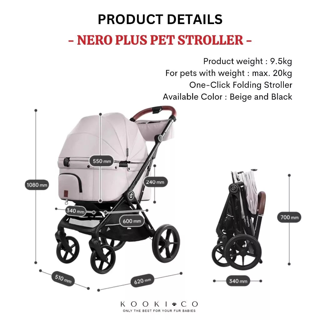 UPPAPETS Pet Stroller - NERO